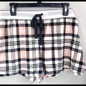 PJ Salvage plush plaid drawstring shorts